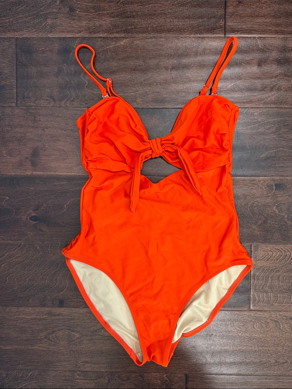 Women’s One Piece Bathing Swim Suit Orange Cutout Sext Style, size Small